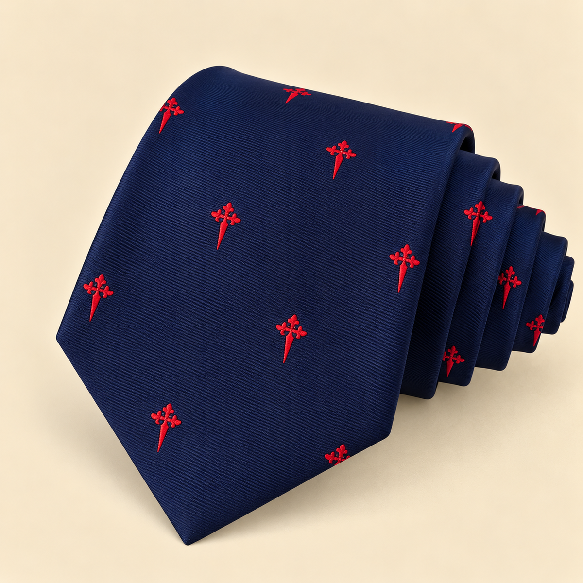 Corbata Azul Marino con Cruces de Santiago Rojas
