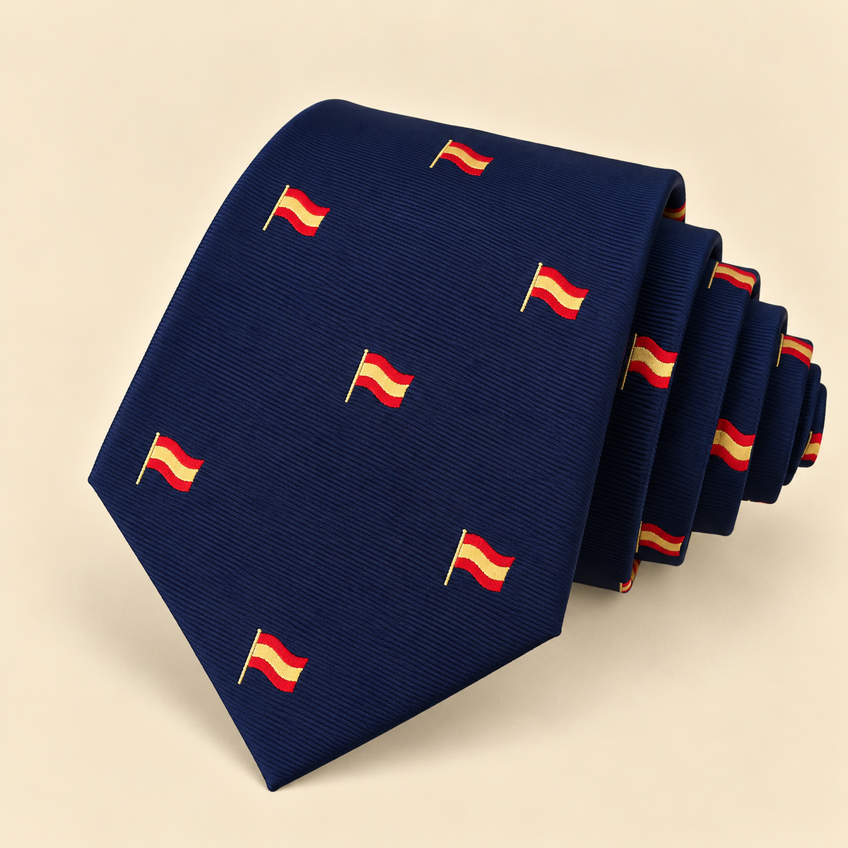 Corbata Azul Marino con Banderas de España