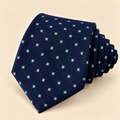 Corbata Azul Marino con Cuadros Verdes y Blancos