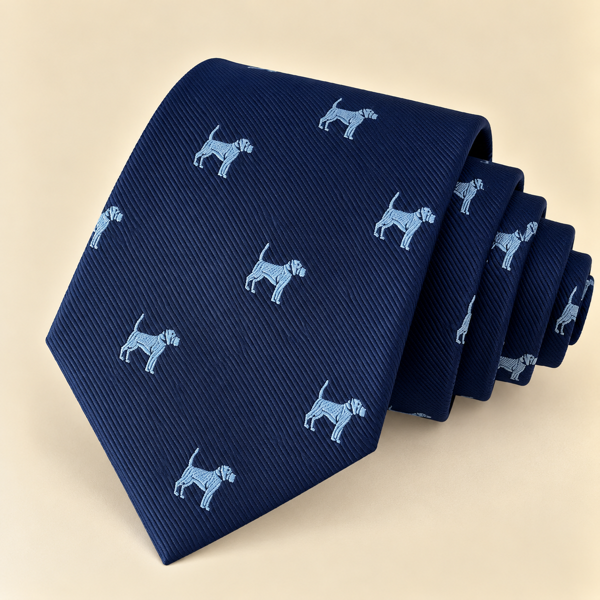 Corbata Azul Marino con Perros Celestes
