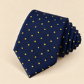 Corbata Azul Marino con Lunares Amarillos