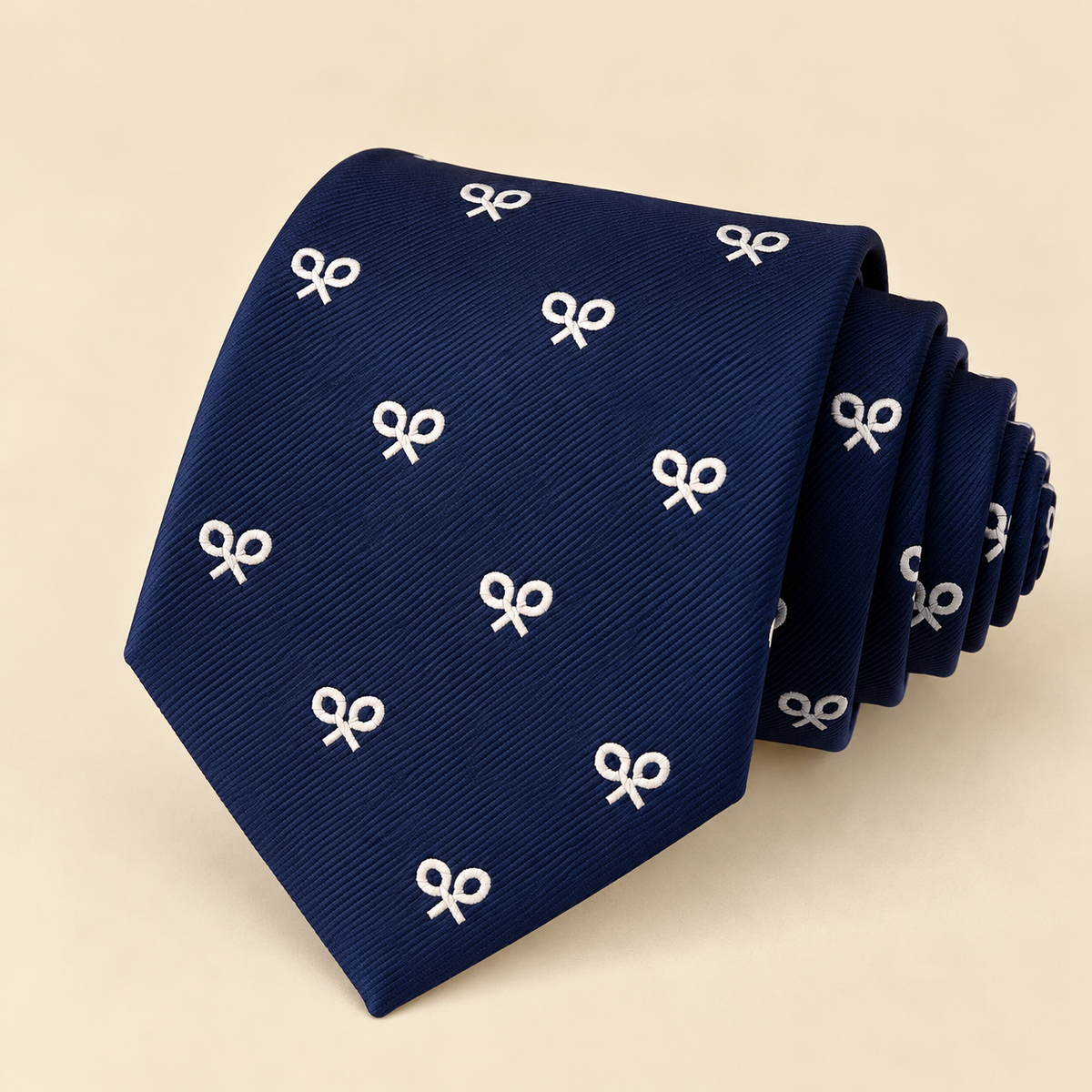 Corbata Azul Marino con Raquetas de Tenis Blancas