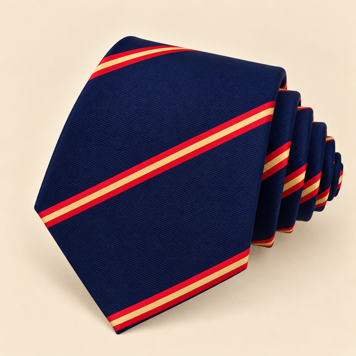 Corbata Azul Marino con Franjas de la Bandera de España