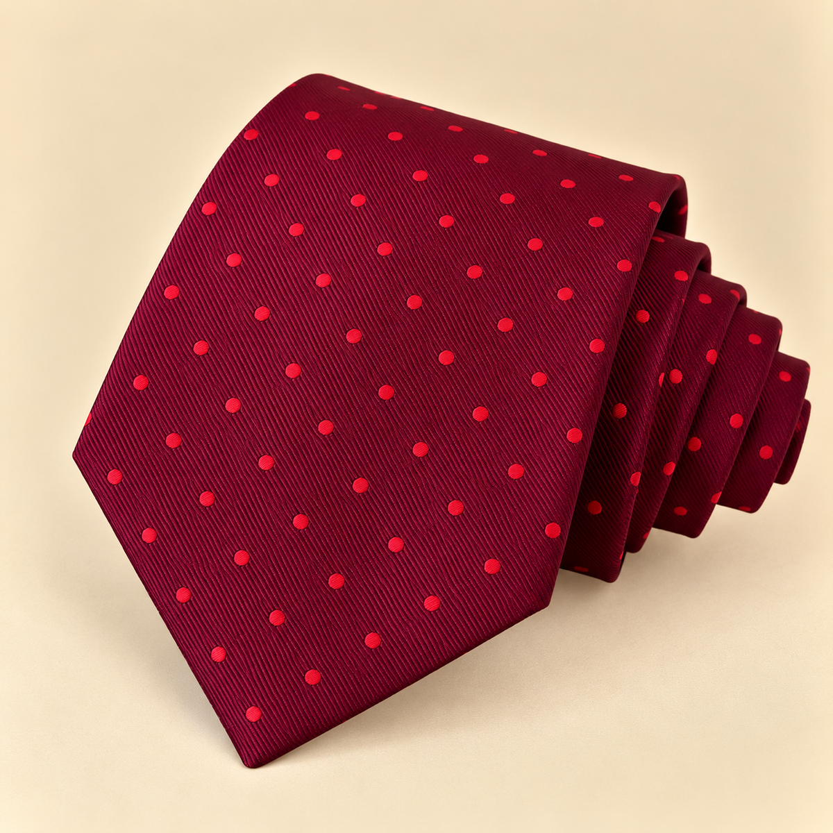 Corbata Burdeos con Lunares Rojos