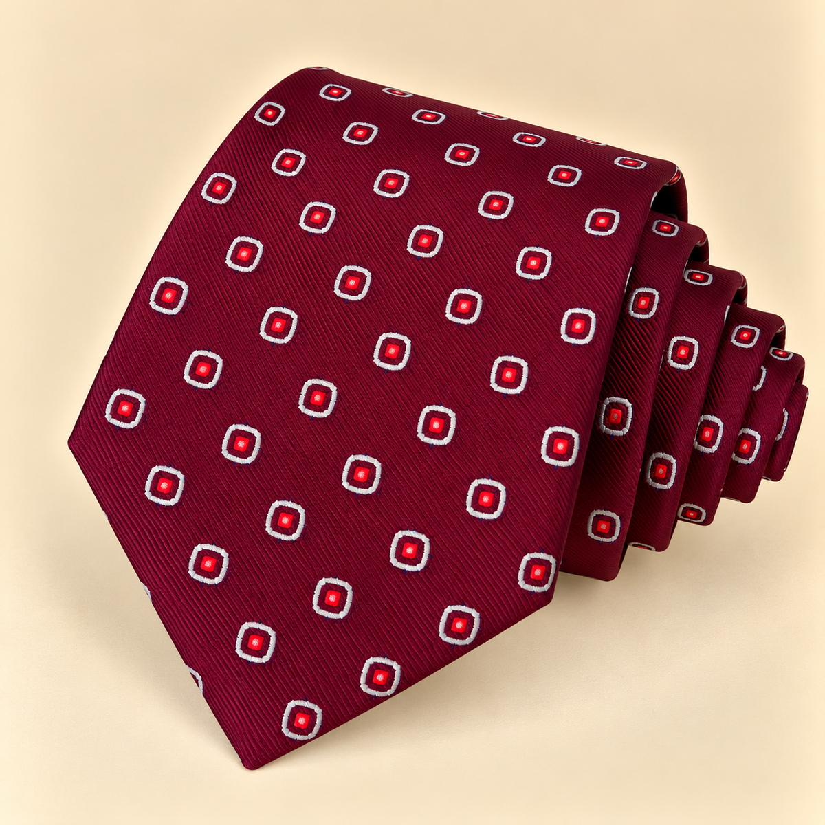 Corbata Burdeos con Motivos Geométricos