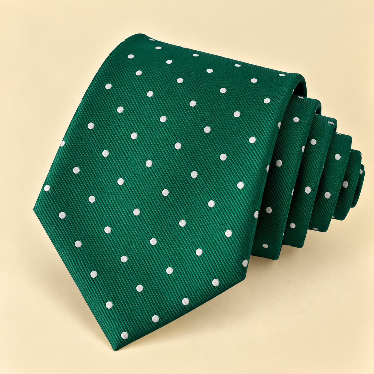Corbata Verde Esmeralda con Lunares Blancos