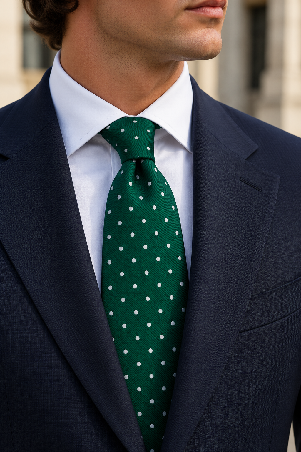 Corbata Verde Esmeralda con Lunares Blancos